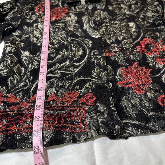 Women’s Chicos Embroidered Beaded Black Gold Red Blazer Jacket Career Size 1 - Picture 12 of 14